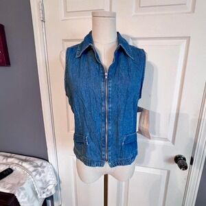 Sophisticates vintage y2k blue denim zip-up vest women's size medium NWT